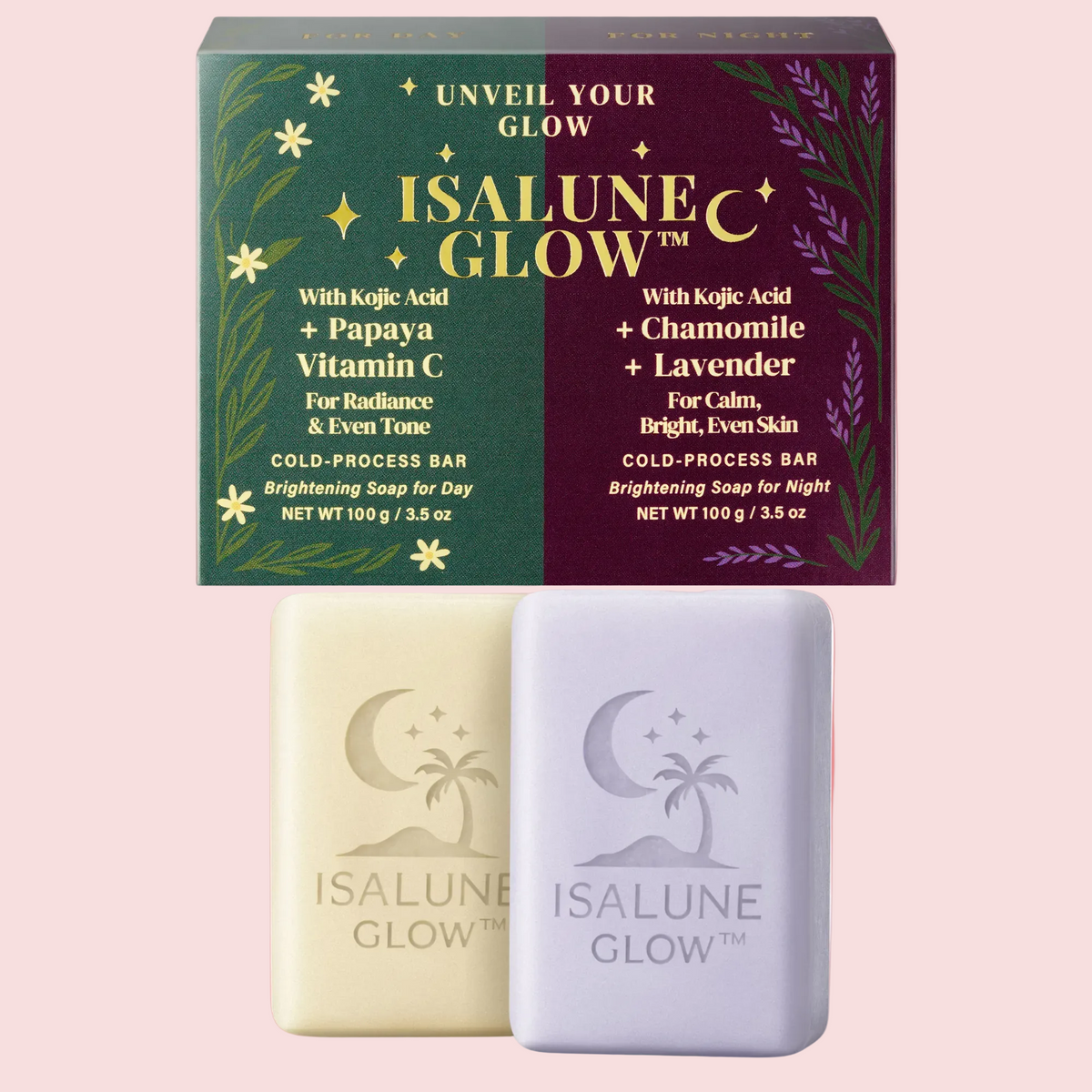 ISALUNE GLOW™ Kojic Day & Night Cleansing Bar Duo